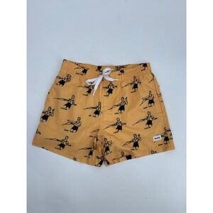 Duvin Design Co Mens Water Skiing Graphic Swim Trunks Mustard Yellow Medium